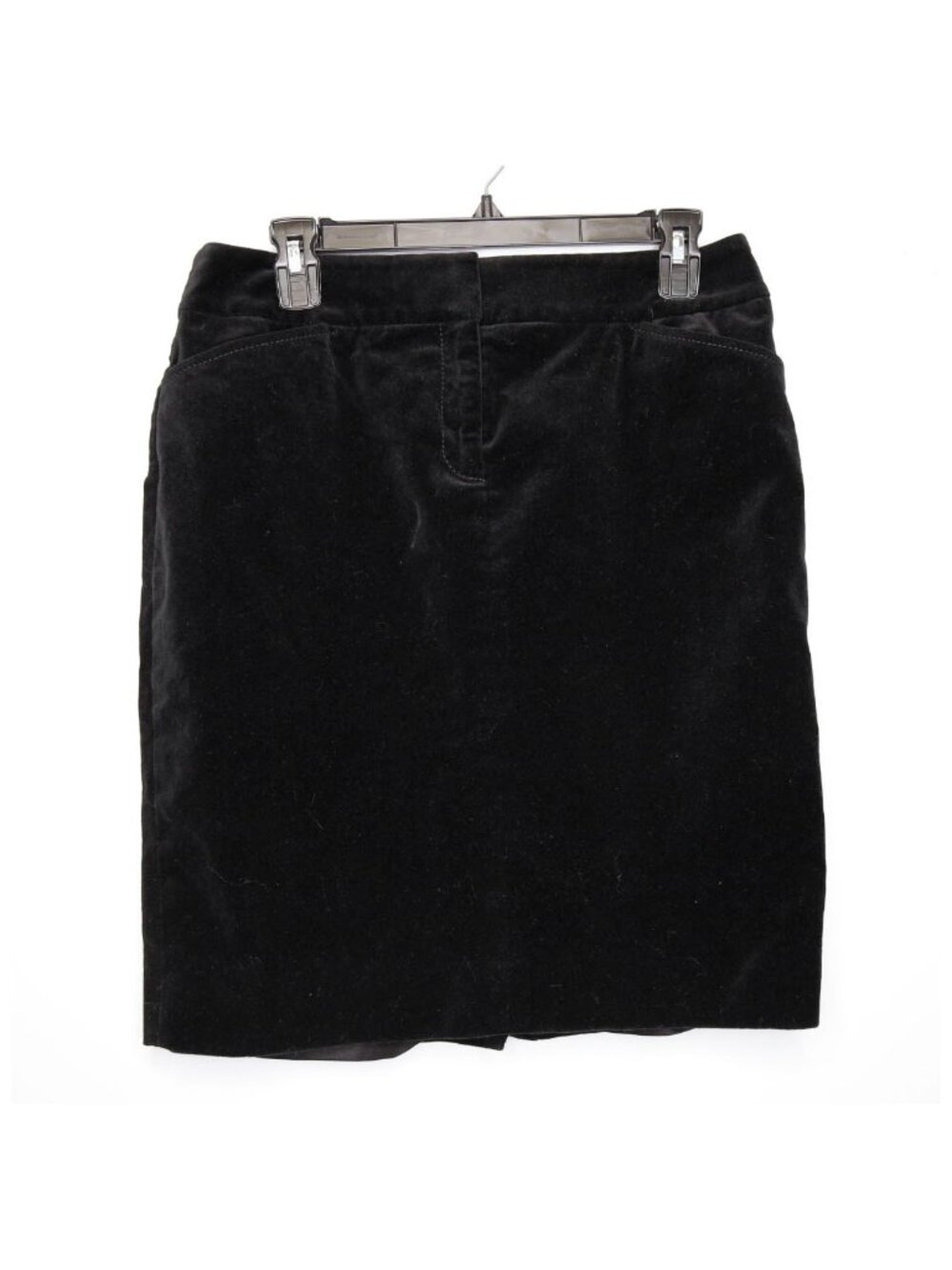 Anne Klein Y2K Black Velour Lined Knee-Length Pencil Skirt w/ Pockets - 6